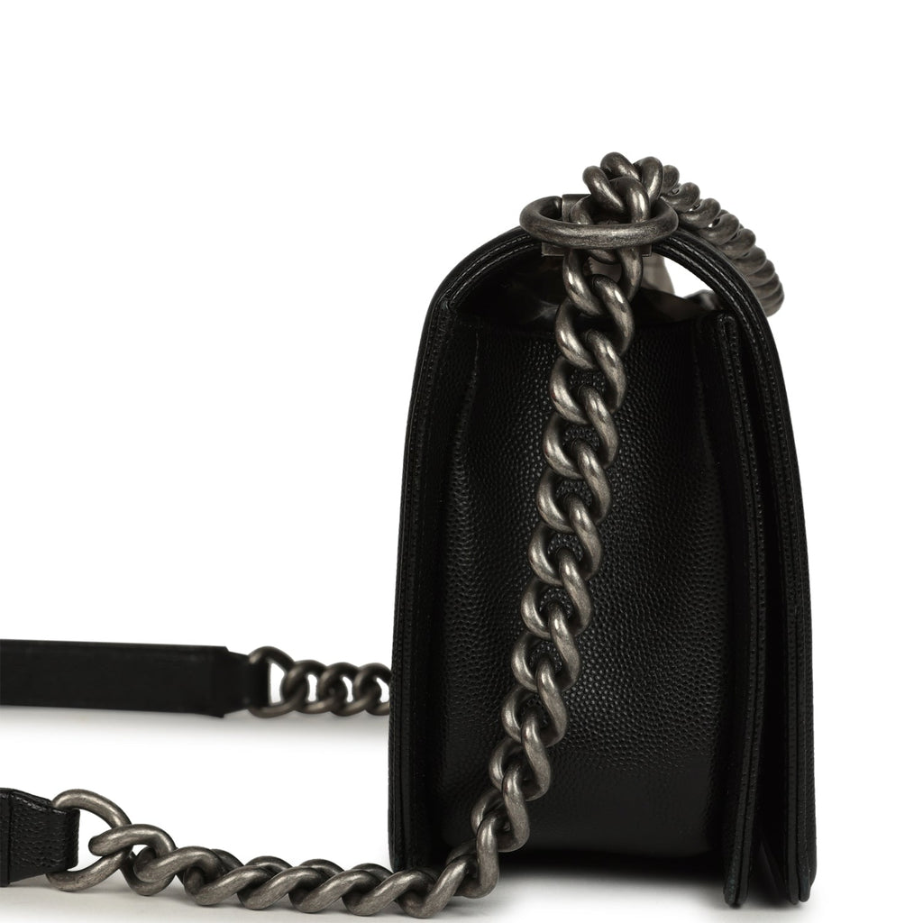 Chanel Medium Boy Bag Black Caviar Aged Ruthenium Hardware
