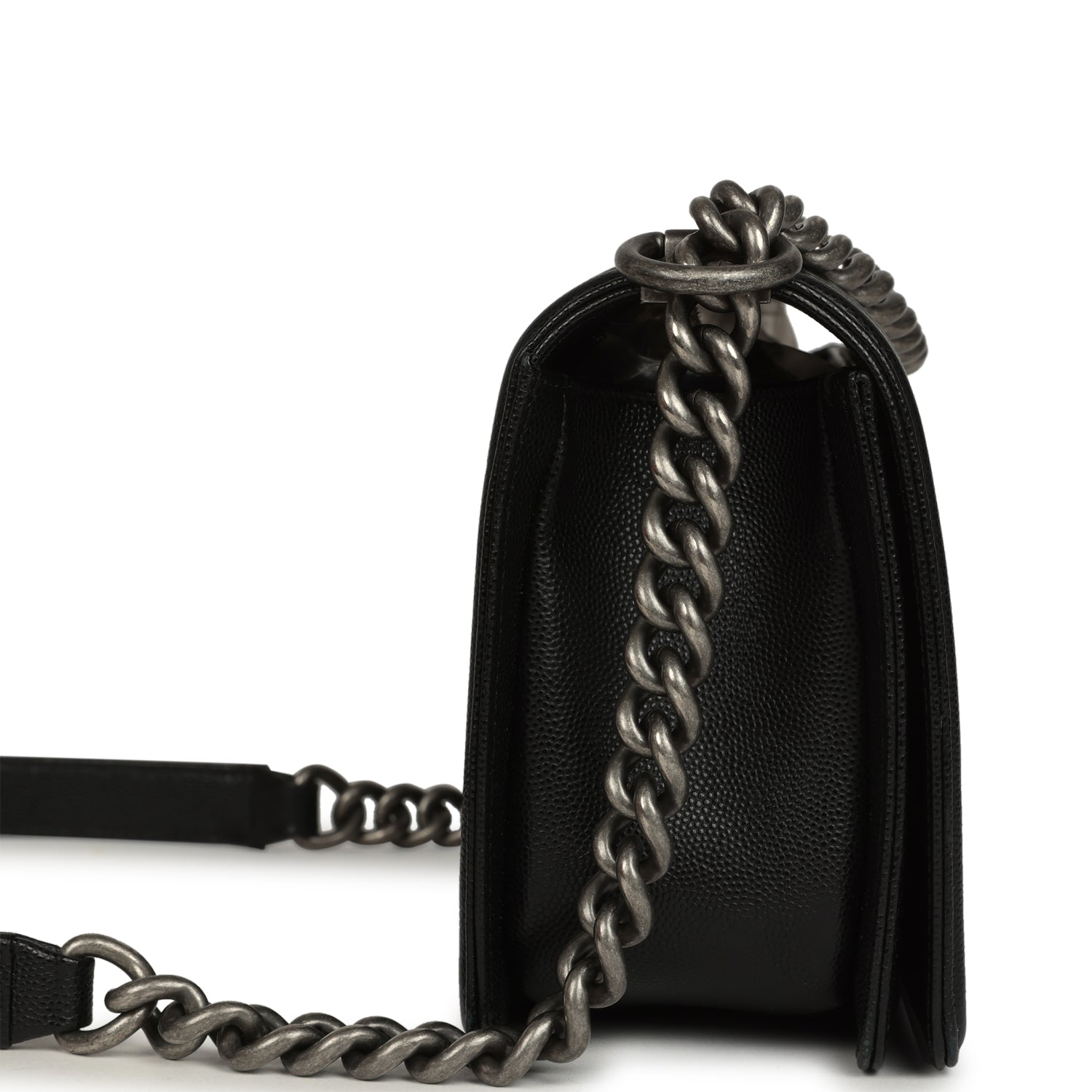 Chanel Medium Boy Bag Black Caviar Aged Ruthenium Hardware