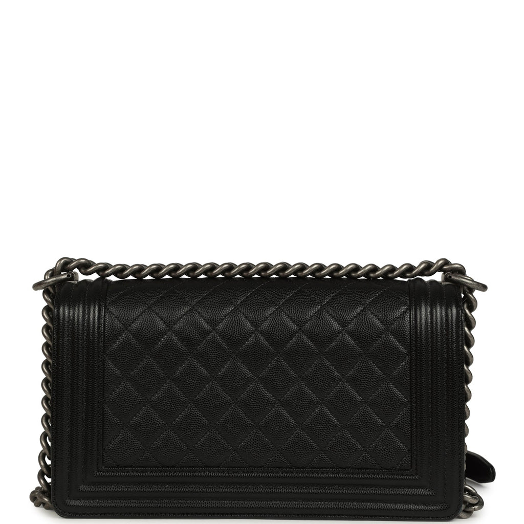 Chanel Medium Boy Bag Black Caviar Aged Ruthenium Hardware