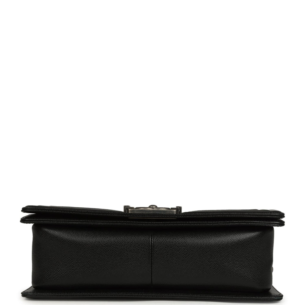 Chanel Medium Boy Bag Black Caviar Aged Ruthenium Hardware