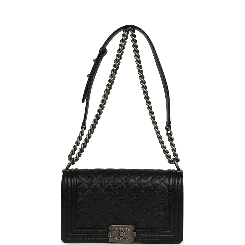 Chanel Medium Boy Bag Black Caviar Aged Ruthenium Hardware