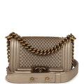 Chanel Mini "Scales" Boy Bag Light Gold Calfskin Antique Gold Hardware