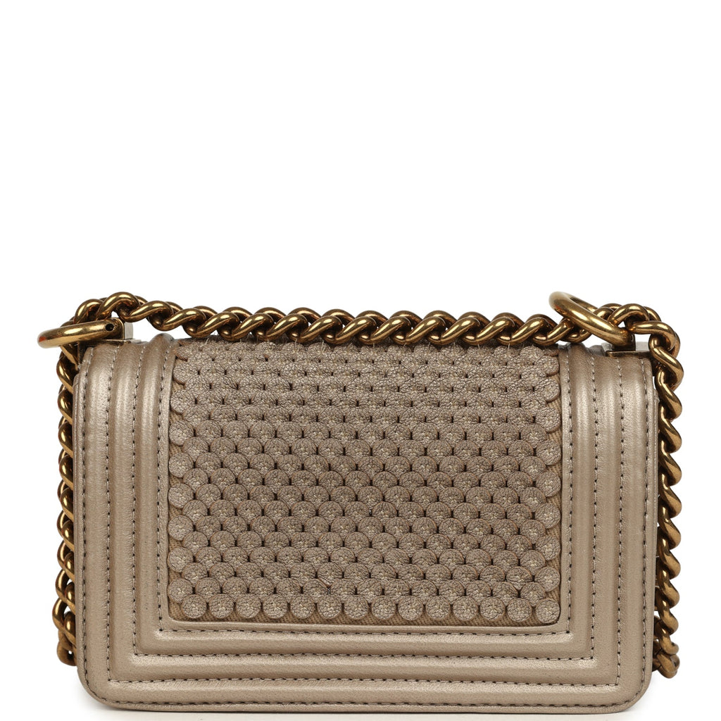 Chanel Mini "Scales" Boy Bag Light Gold Calfskin Antique Gold Hardware