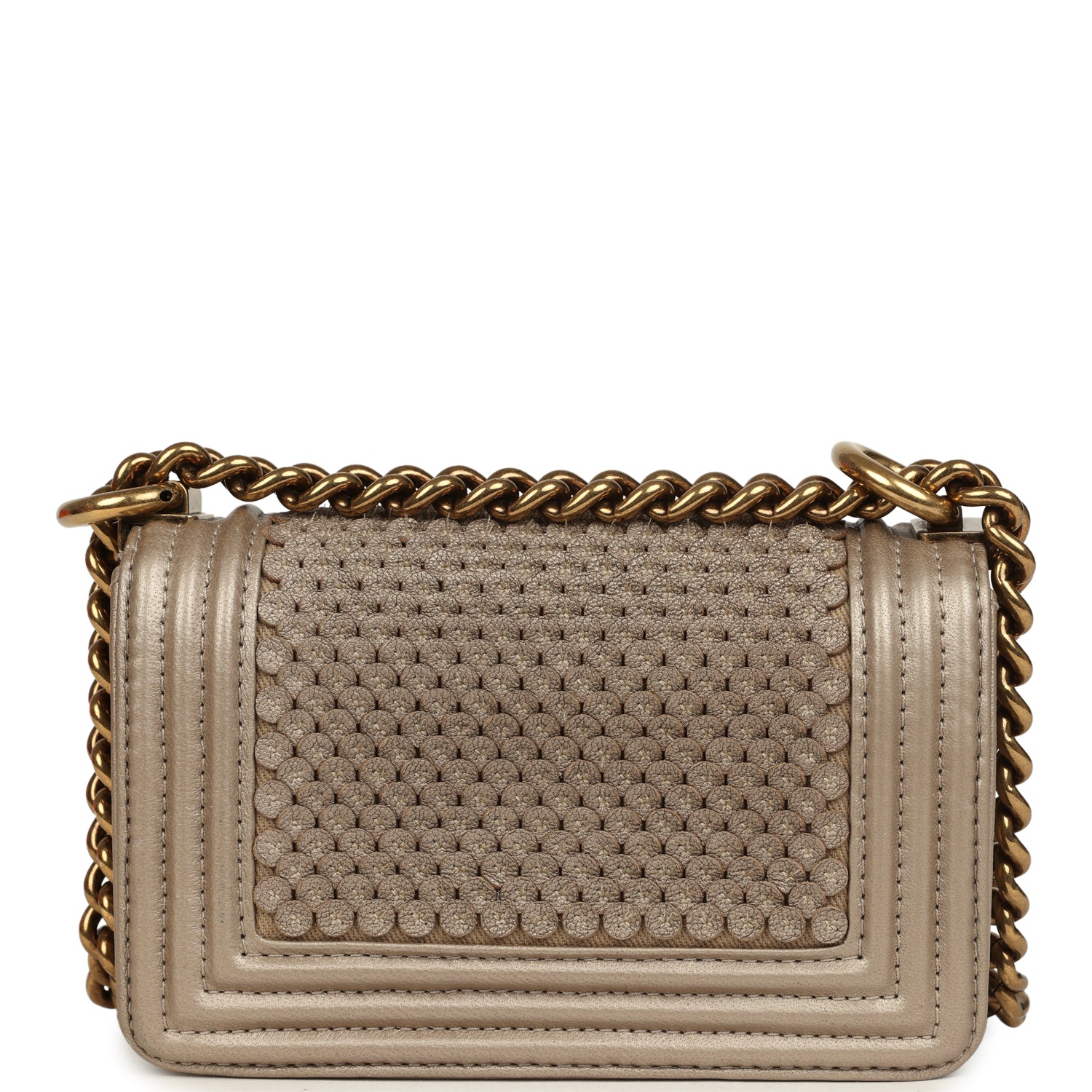 Chanel Mini "Scales" Boy Bag Light Gold Calfskin Antique Gold Hardware