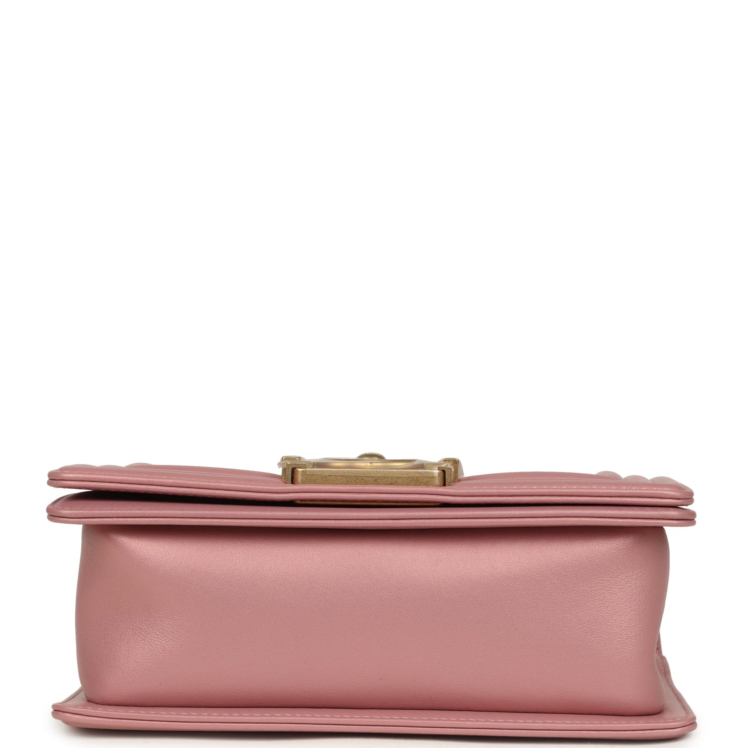 Chanel Small Boy Bag Pink Iridescent Lambskin Antique Gold Hardware