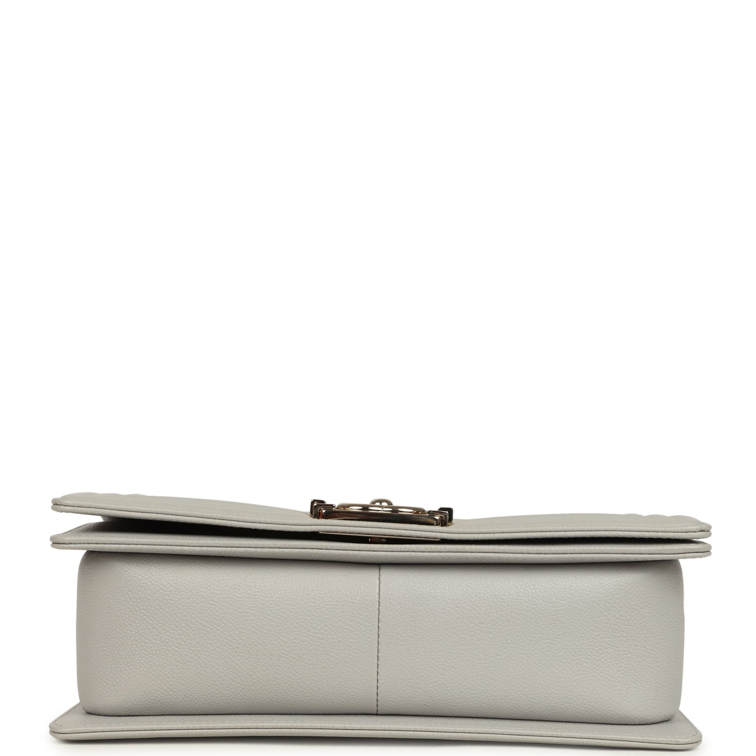 Chanel Medium Boy Bag Light Grey Caviar Light Gold Hardware