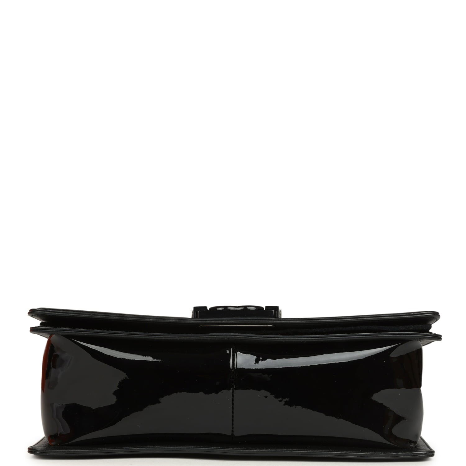 Chanel Medium Boy Bag Black Patent Silver Hardware