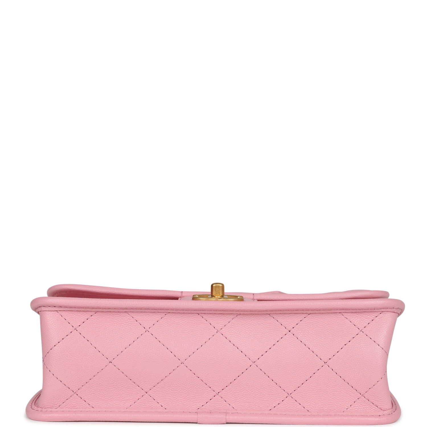 Chanel School Memory Top Handle Flap Bag Pink Caviar Antique Gold Hardware