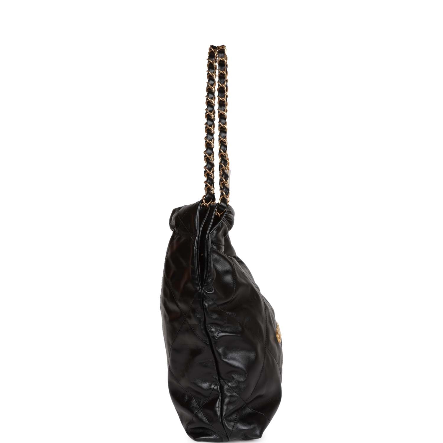 Chanel Small 22 Bag Black Lambskin Antique Gold Hardware