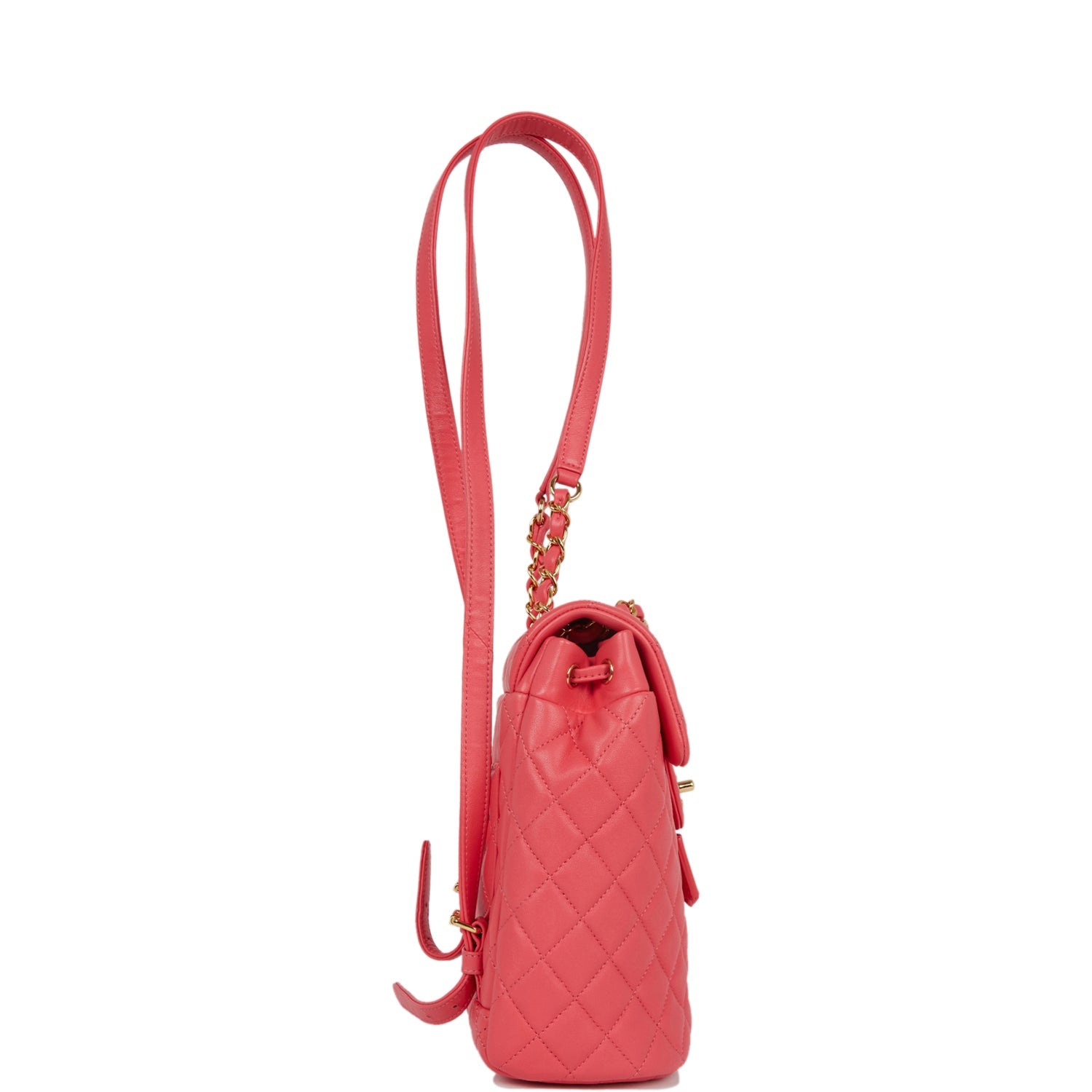 Pre-owned Chanel Mini Urban Spirit Backpack Rose Lambskin Gold Hardware