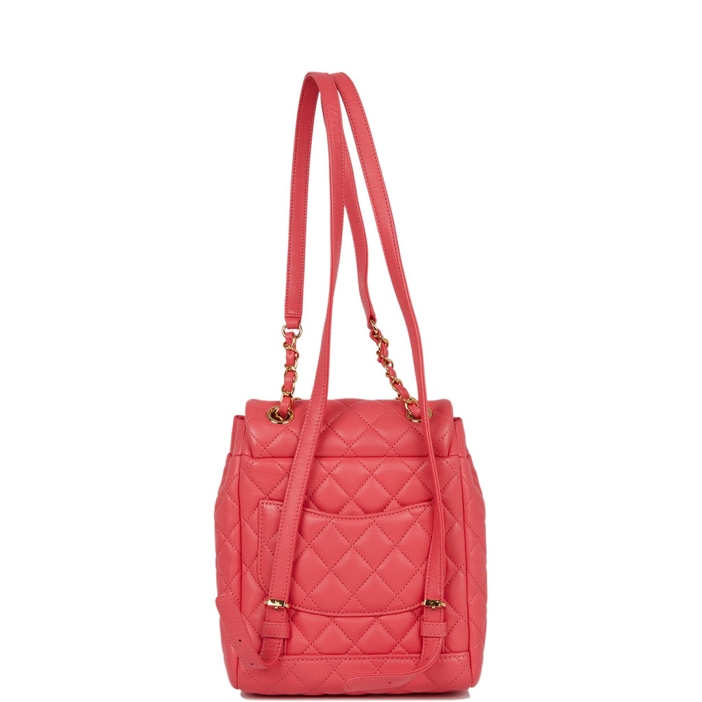Pre-owned Chanel Mini Urban Spirit Backpack Rose Lambskin Gold Hardware