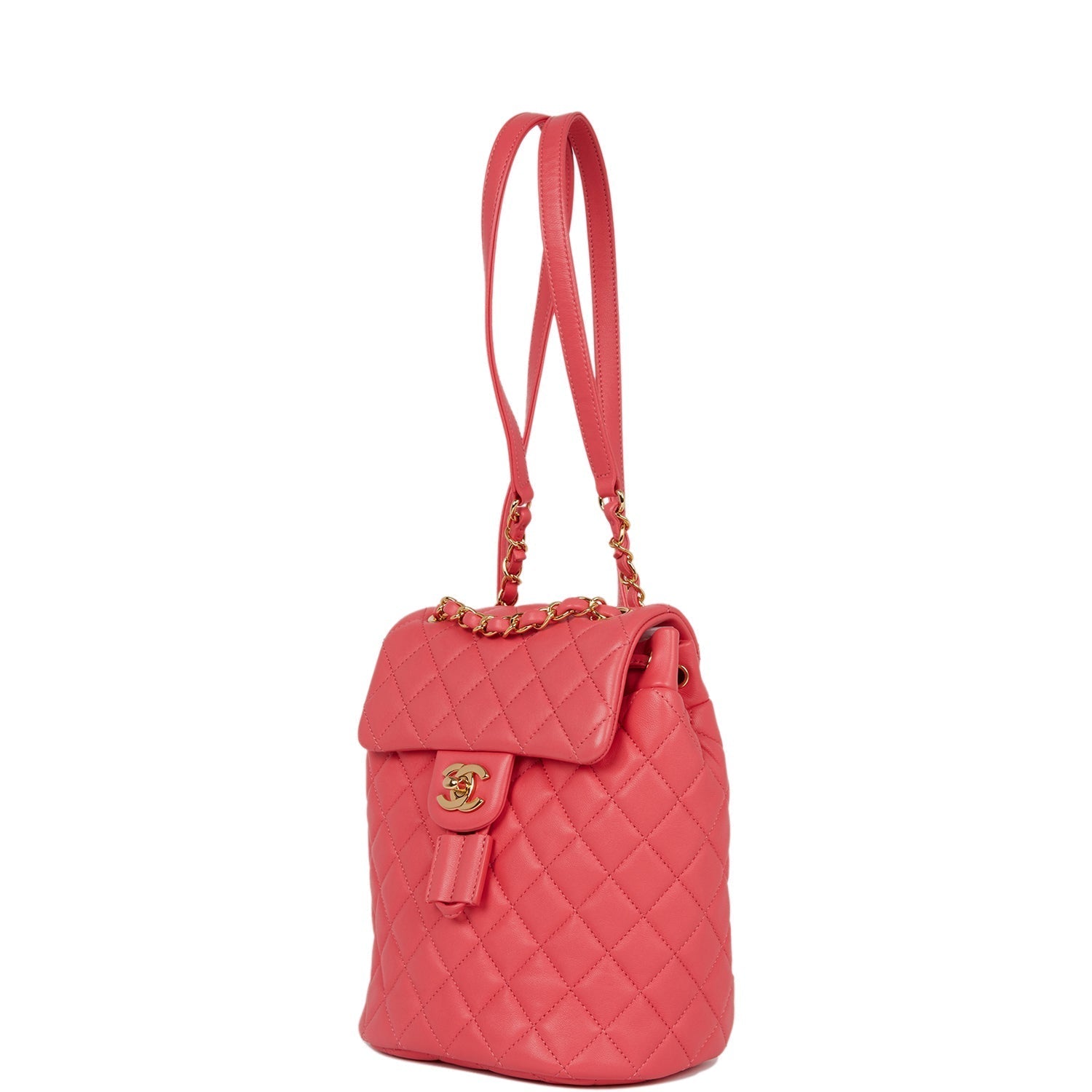 Pre-owned Chanel Mini Urban Spirit Backpack Rose Lambskin Gold Hardware