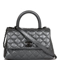 Chanel Small Coco Handle Flap Bag So Black Calfskin Black Hardware