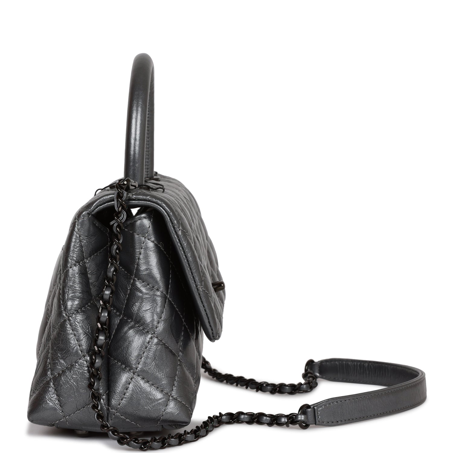 Chanel Small Coco Handle Flap Bag So Black Calfskin Black Hardware