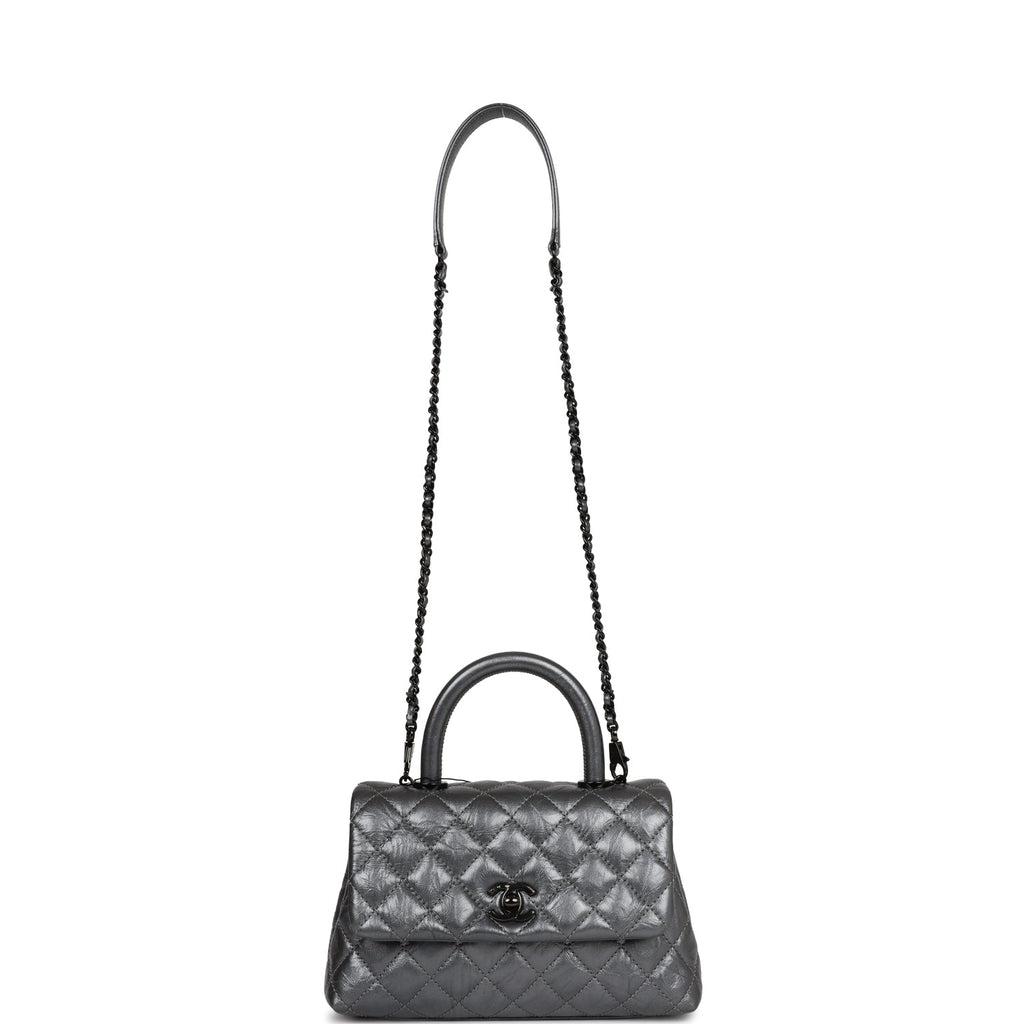 Chanel Small Coco Handle Flap Bag So Black Calfskin Black Hardware