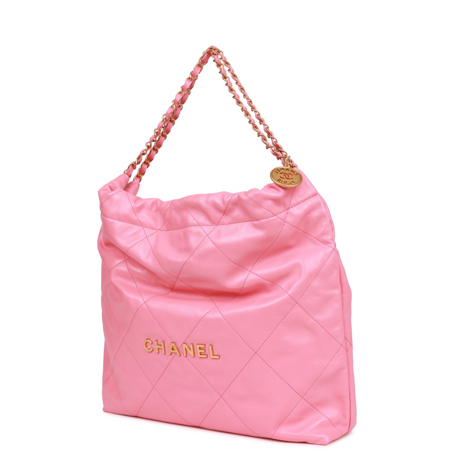 Chanel Small 22 Bag Pink Calfskin Gold Hardware
