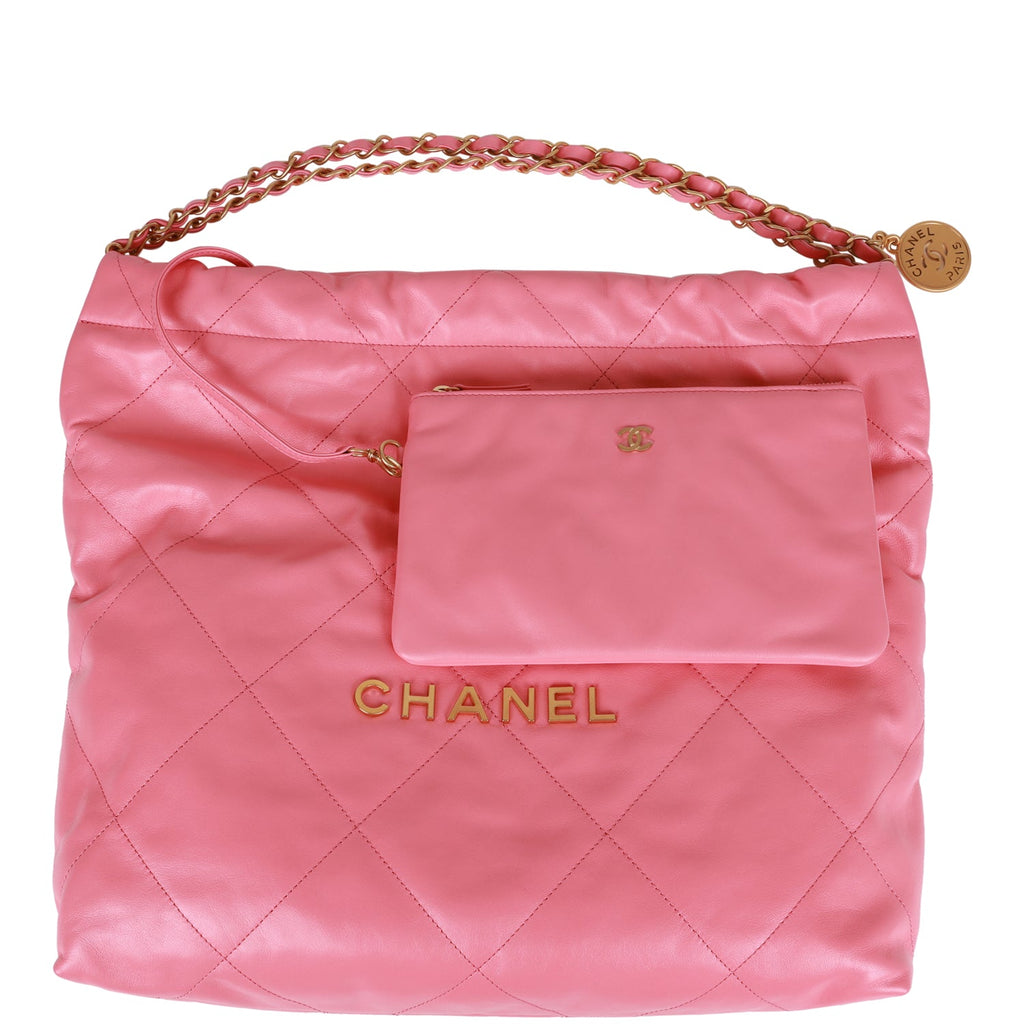 Chanel Small 22 Bag Pink Calfskin Gold Hardware