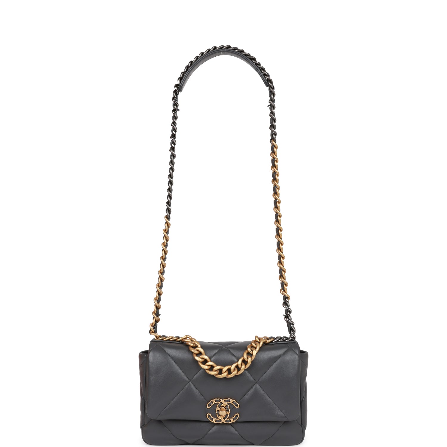 Chanel Medium 19 Flap Bag Grey Calfskin Mixed Hardware