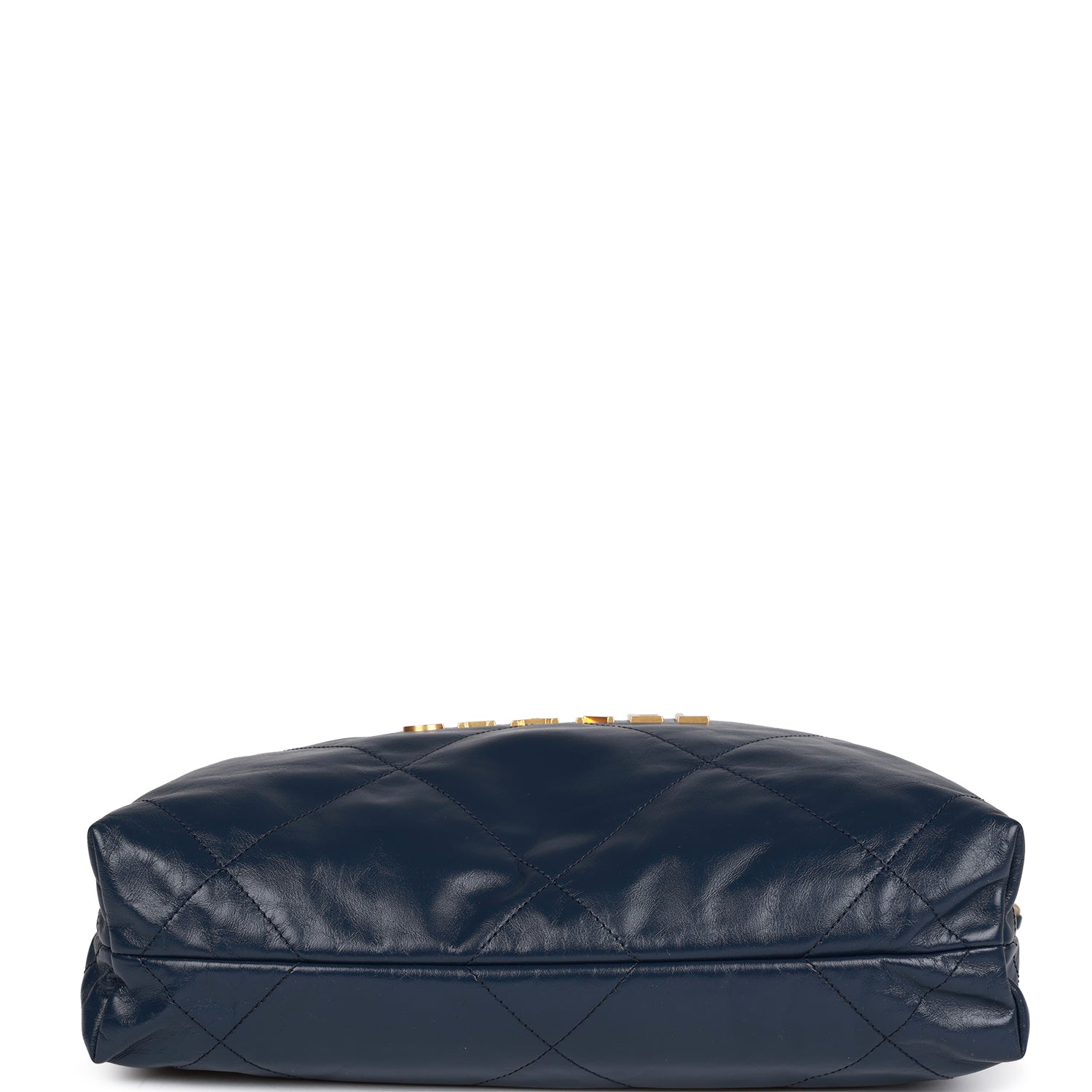 Pre-owned Chanel Large 22 Bag Navy Lambskin Antique Gold Hardware