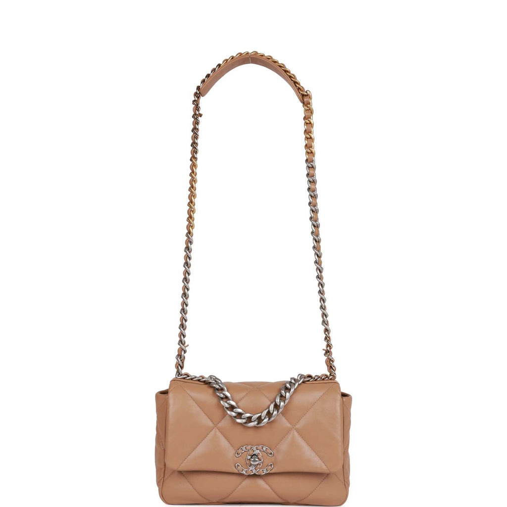 Chanel Medium 19 Flap Bag Beige Calfskin Mixed Hardware