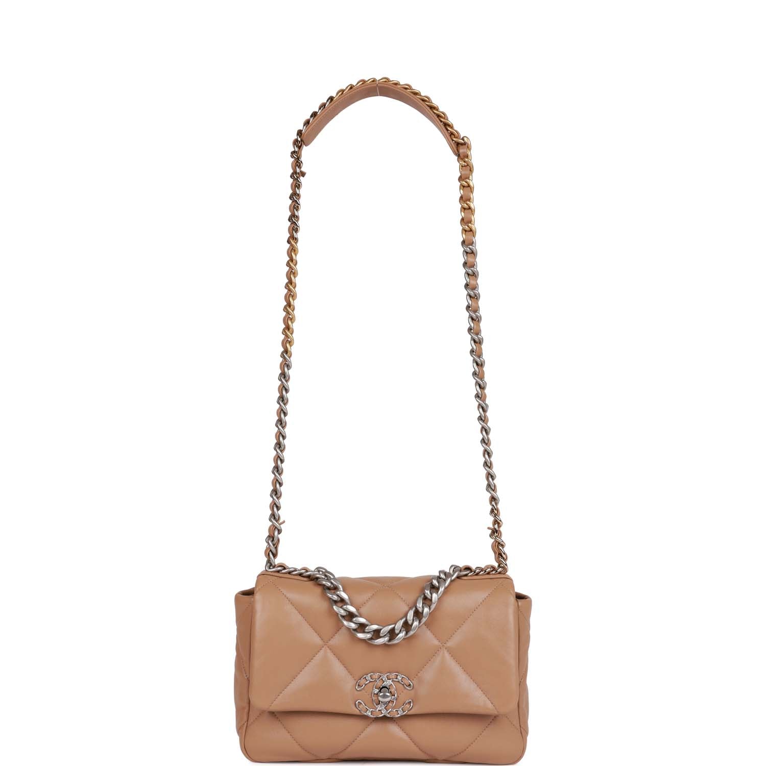 Chanel Medium 19 Flap Bag Beige Calfskin Mixed Hardware