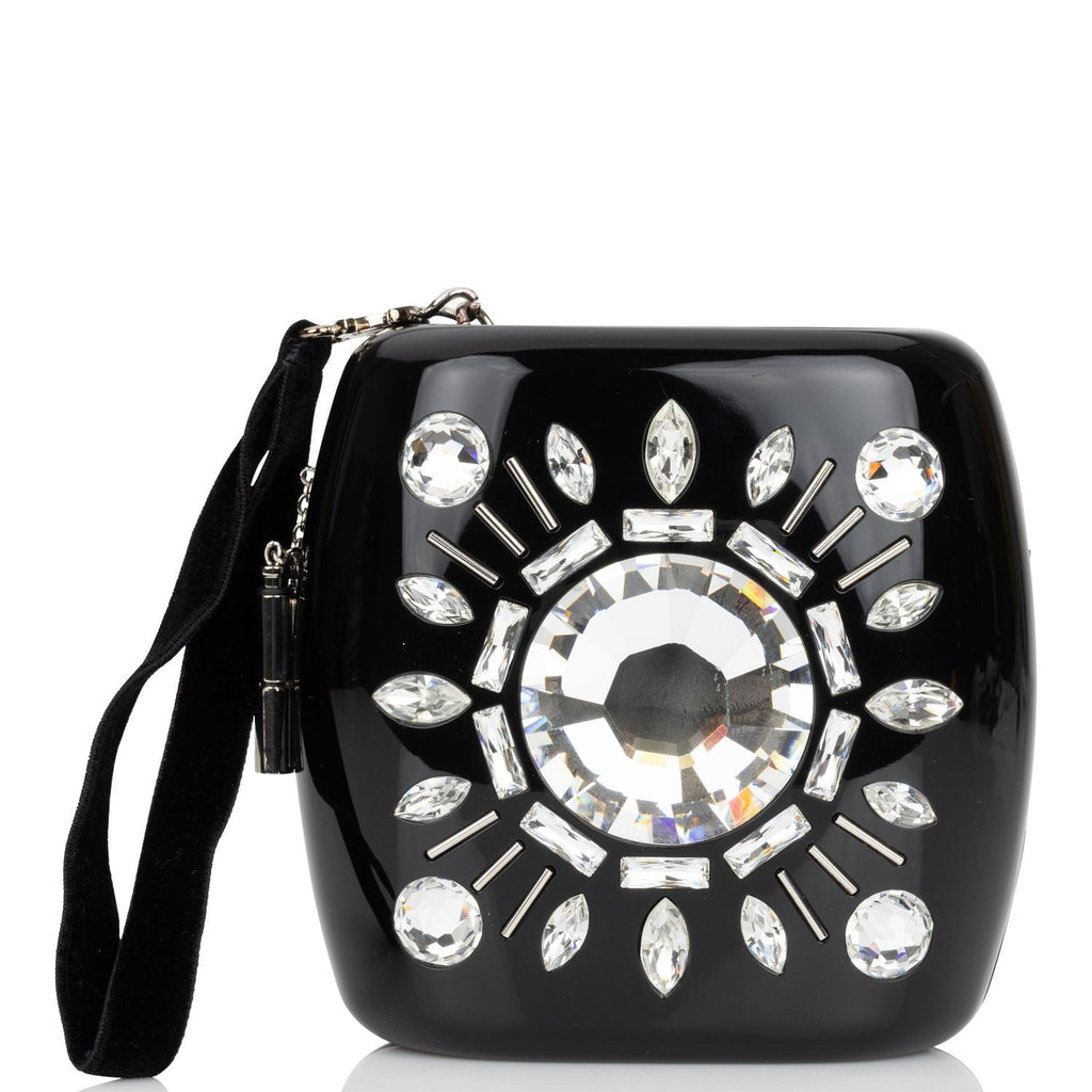 Pre-owned Chanel Minaudière Jewel Clutch Black Resin Silver Hardware