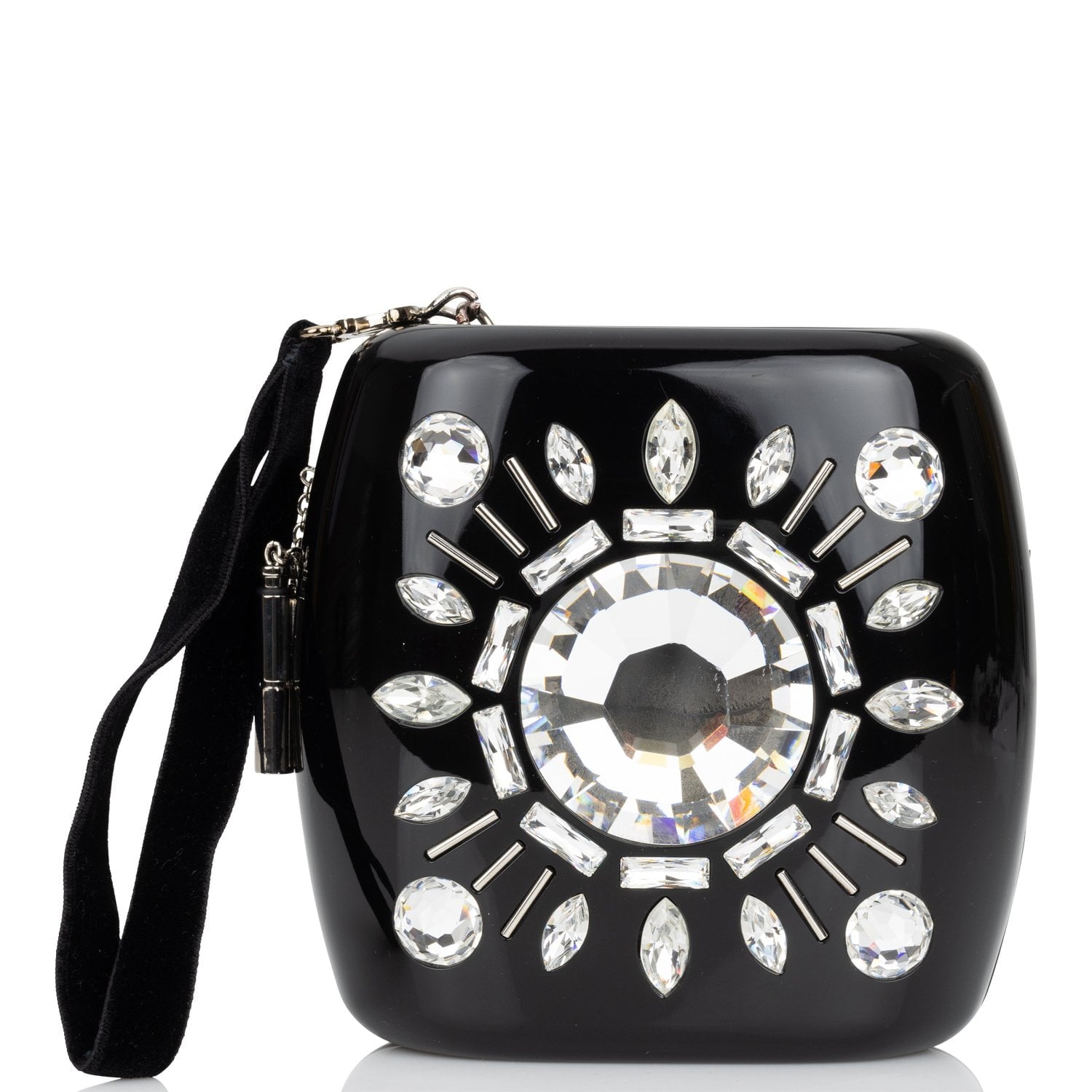 Pre-owned Chanel Minaudière Jewel Clutch Black Resin Silver Hardware