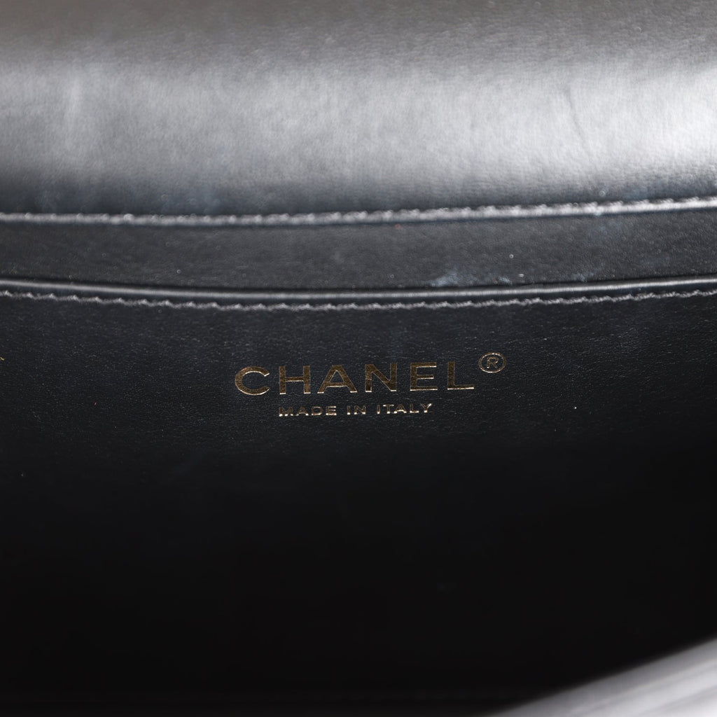 Pre-owned Chanel Fantasy Pearls Large Evening Flap Bag Black Lambskin Light Gold Hardware