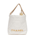 Chanel Mini 22 Bag White Calfskin Gold Hardware