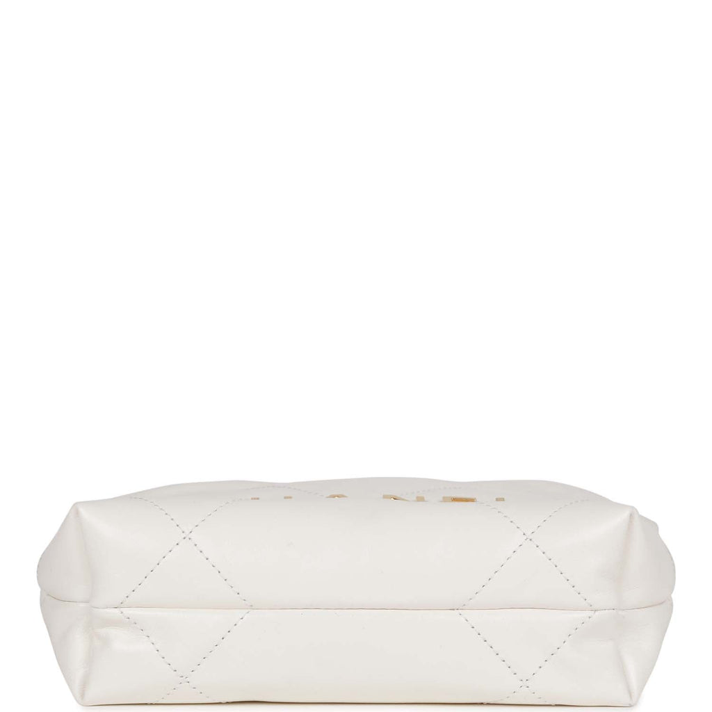 Chanel Mini 22 Bag White Calfskin Gold Hardware