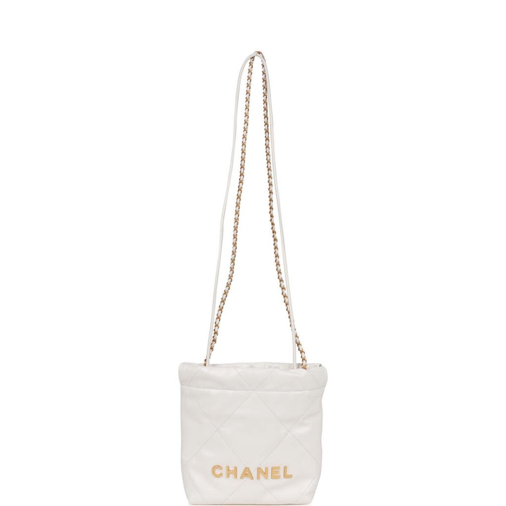 Chanel Mini 22 Bag White Calfskin Gold Hardware