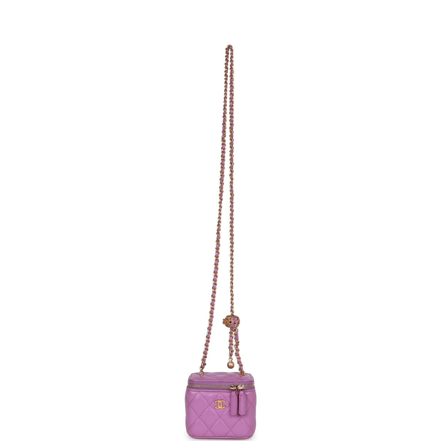 Chanel Small Classic CC Vanity Case Purple Lambskin Gold Hardware