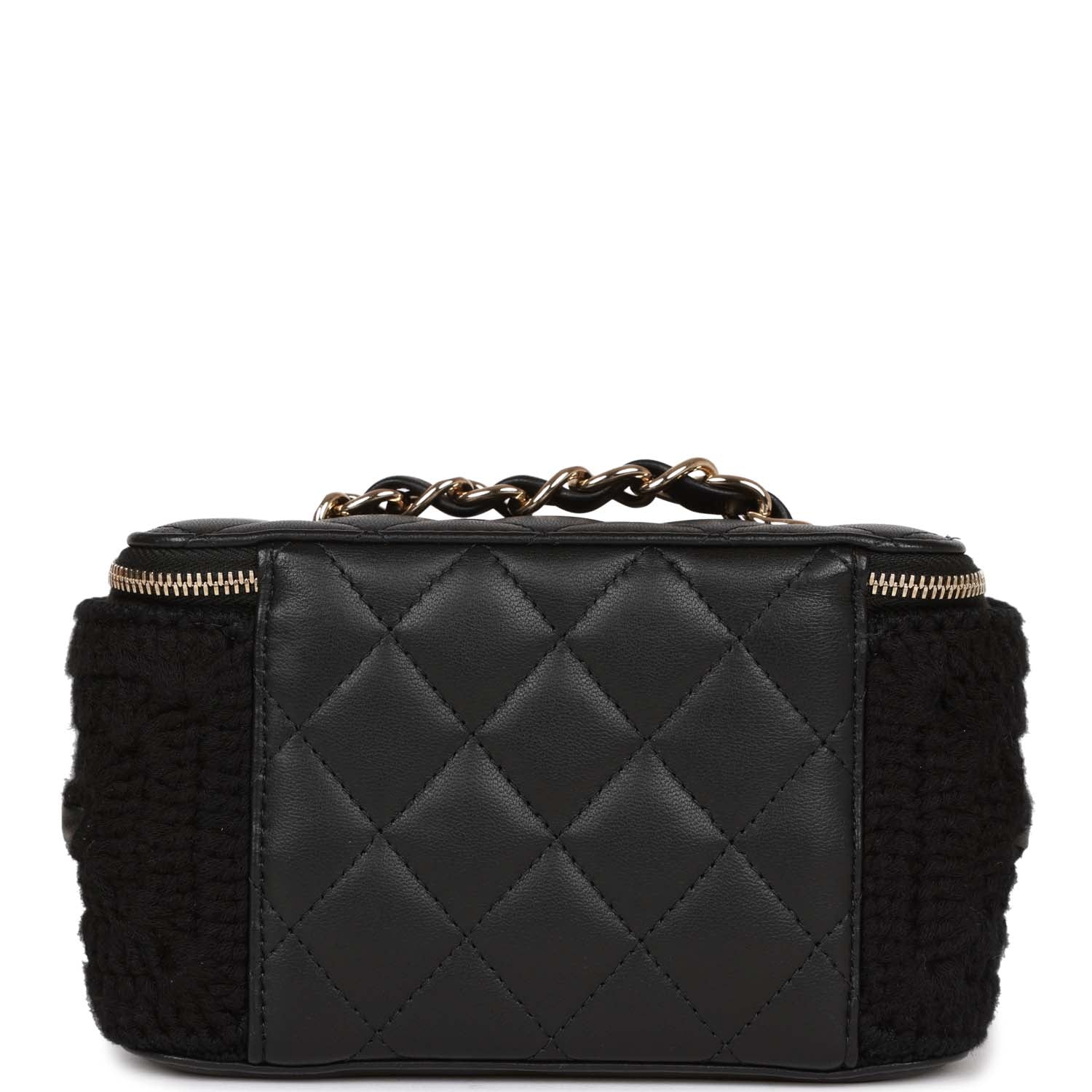 Chanel Small Vanity Case Black Crochet and Lambskin Light Gold Hardware