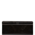Pre-owned Chanel Minaudiere Long Frame Clutch Black Glitter Patent Silver Hardware