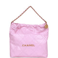 Chanel Small 22 Bag Pink Calfskin Antique Gold Hardware