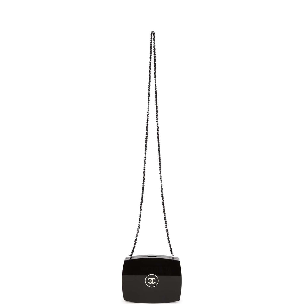 Pre-owned Chanel Minaudiere Compact Clutch Black Acrylic Silver Hardware