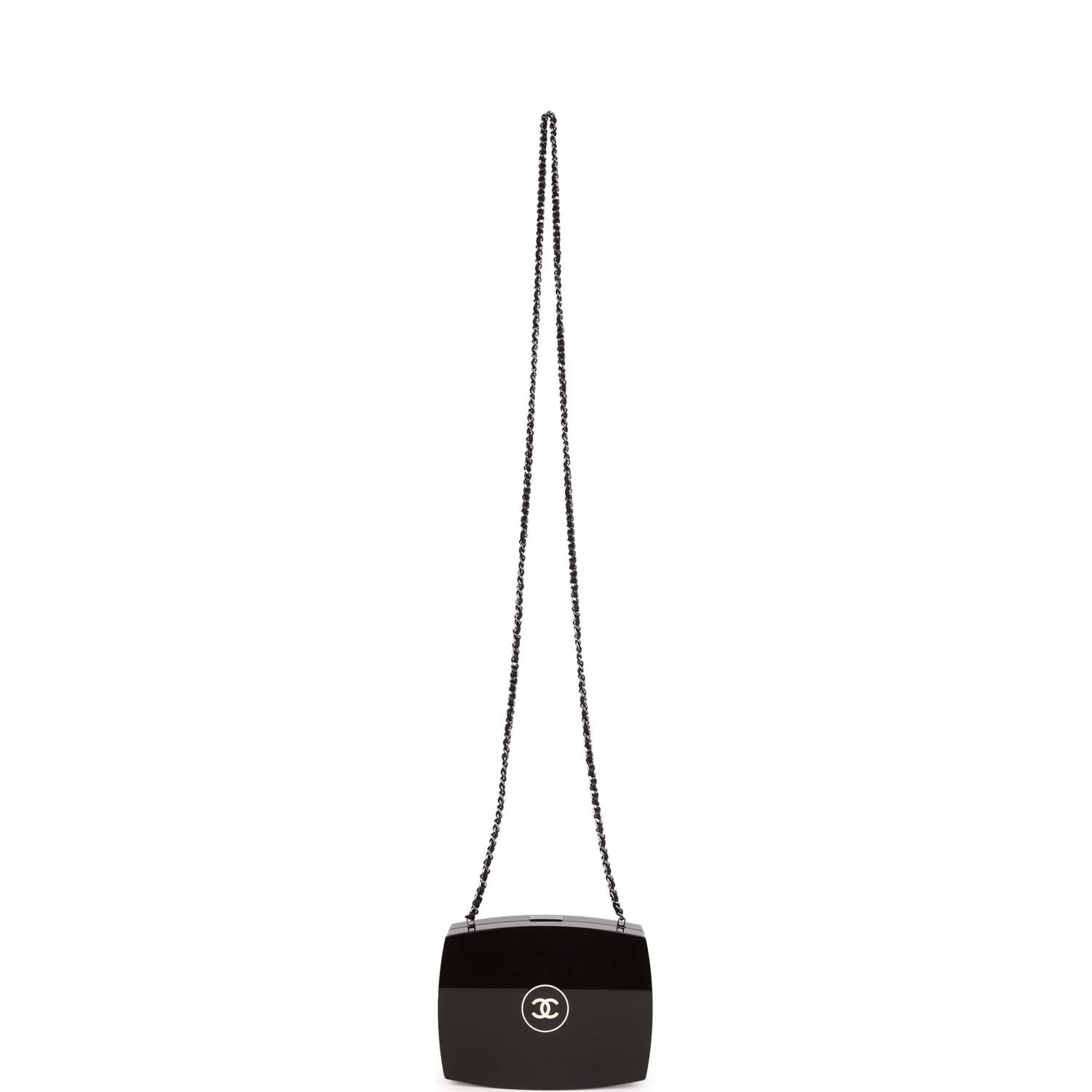 Pre-owned Chanel Minaudiere Compact Clutch Black Acrylic Silver Hardware