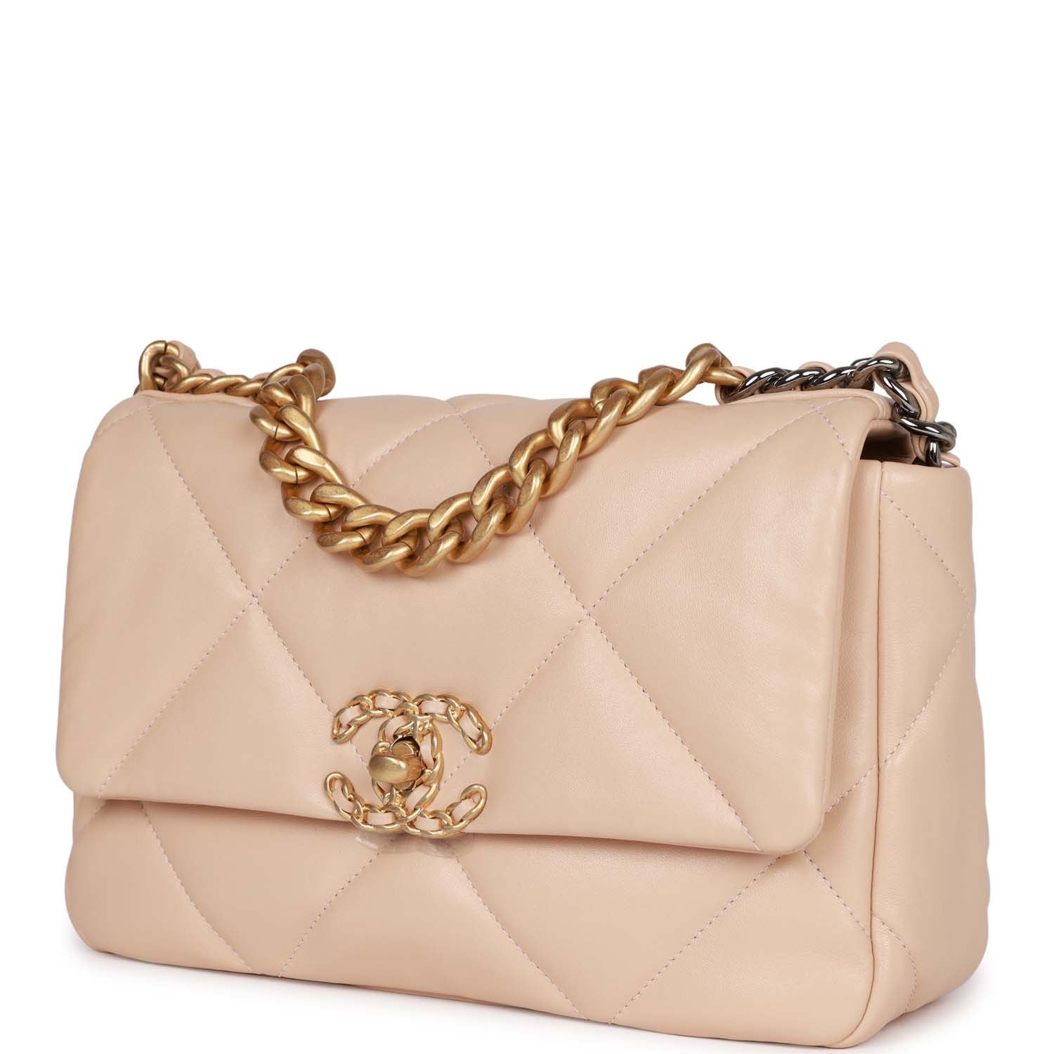Chanel Medium 19 Flap Bag Beige Calfskin Mixed Hardware