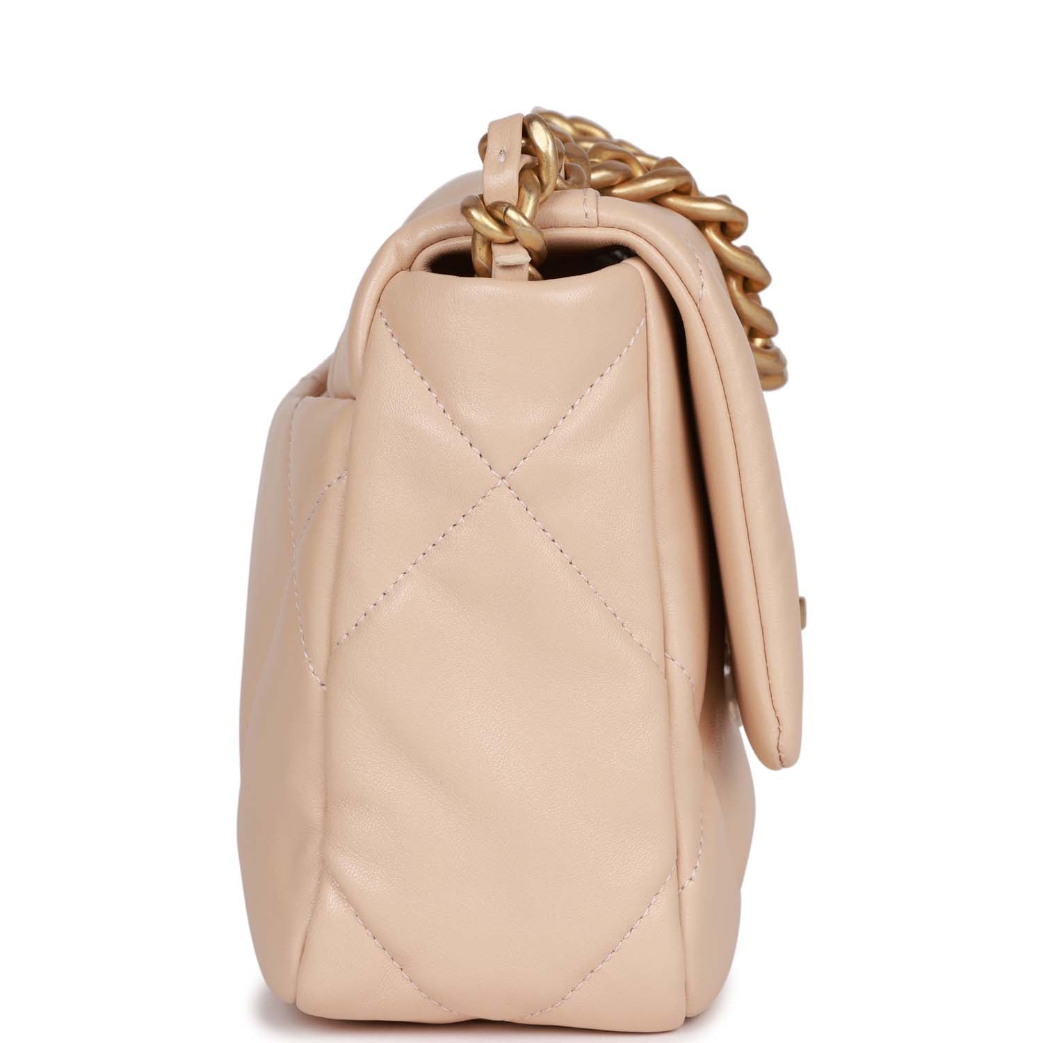 Chanel Medium 19 Flap Bag Beige Calfskin Mixed Hardware