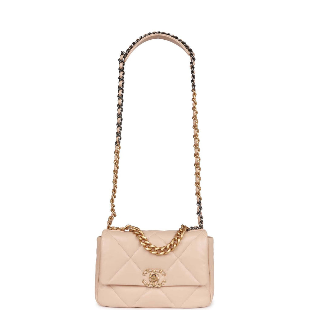 Chanel Medium 19 Flap Bag Beige Calfskin Mixed Hardware