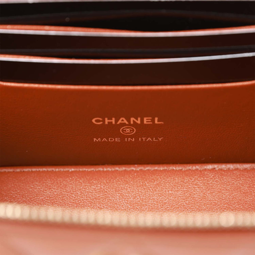 Chanel Small Top Handle Vanity Case Brown Lambskin Brushed Gold Hardware