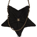 Chanel Star Coco Beach Bag Black Raffia Aged Gold Hardware