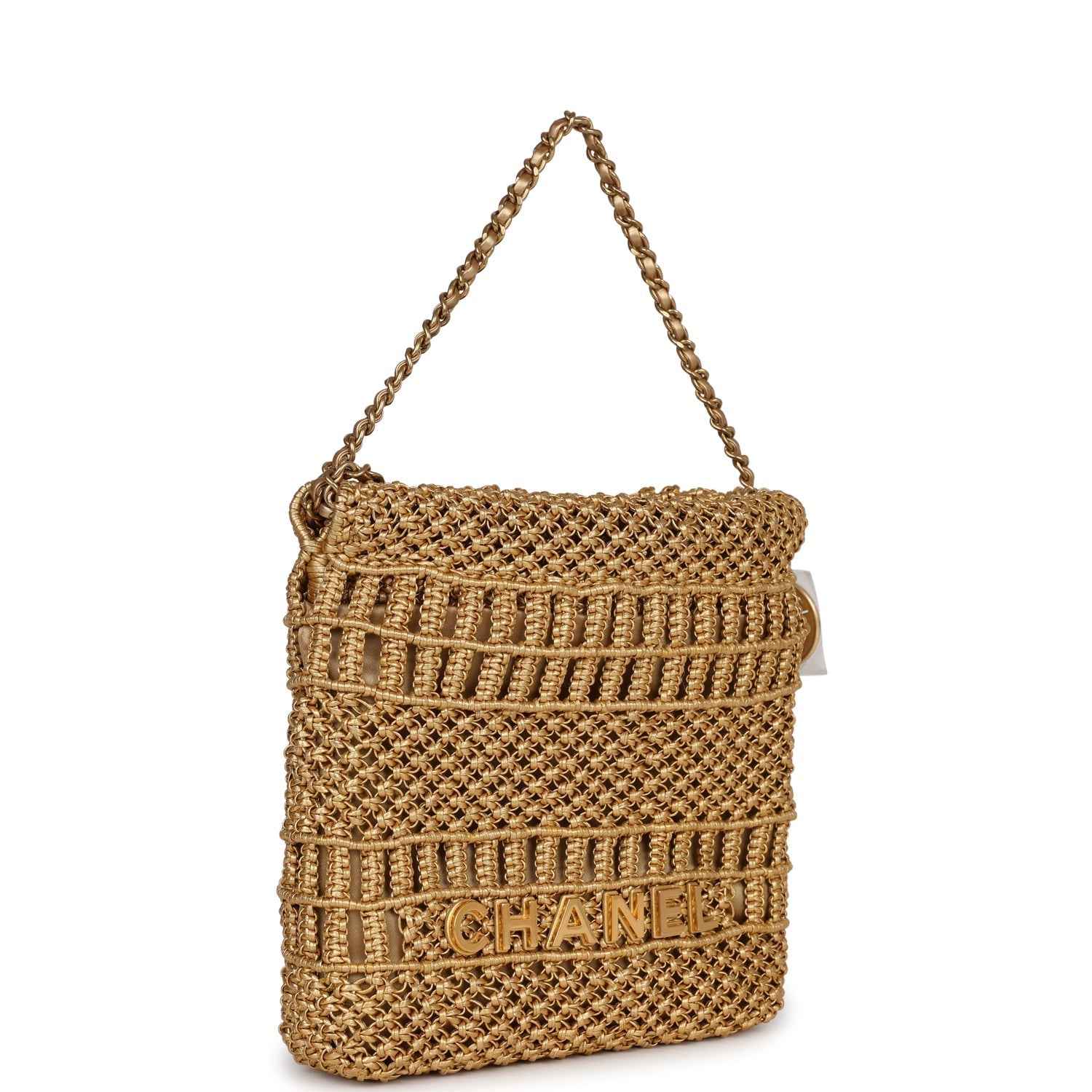 Chanel Mini 22 Bag Gold Macrame Calfskin Gold Hardware