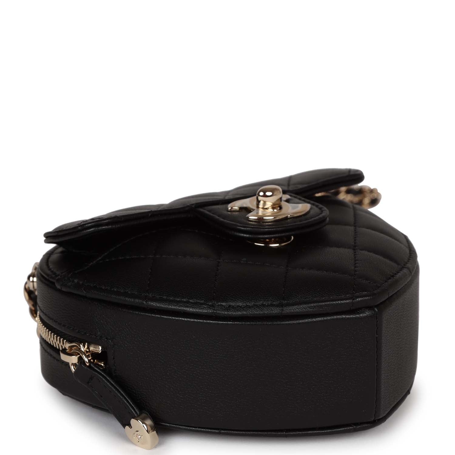 Chanel Chain Heart Clutch Black Lambskin Gold Hardware