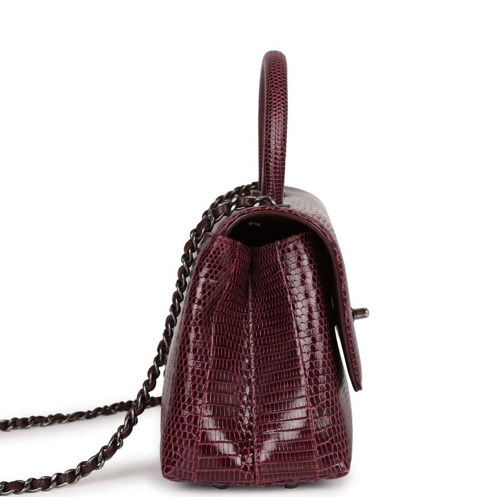Chanel Mini Coco Handle Burgundy Lizard Ruthenium Hardware