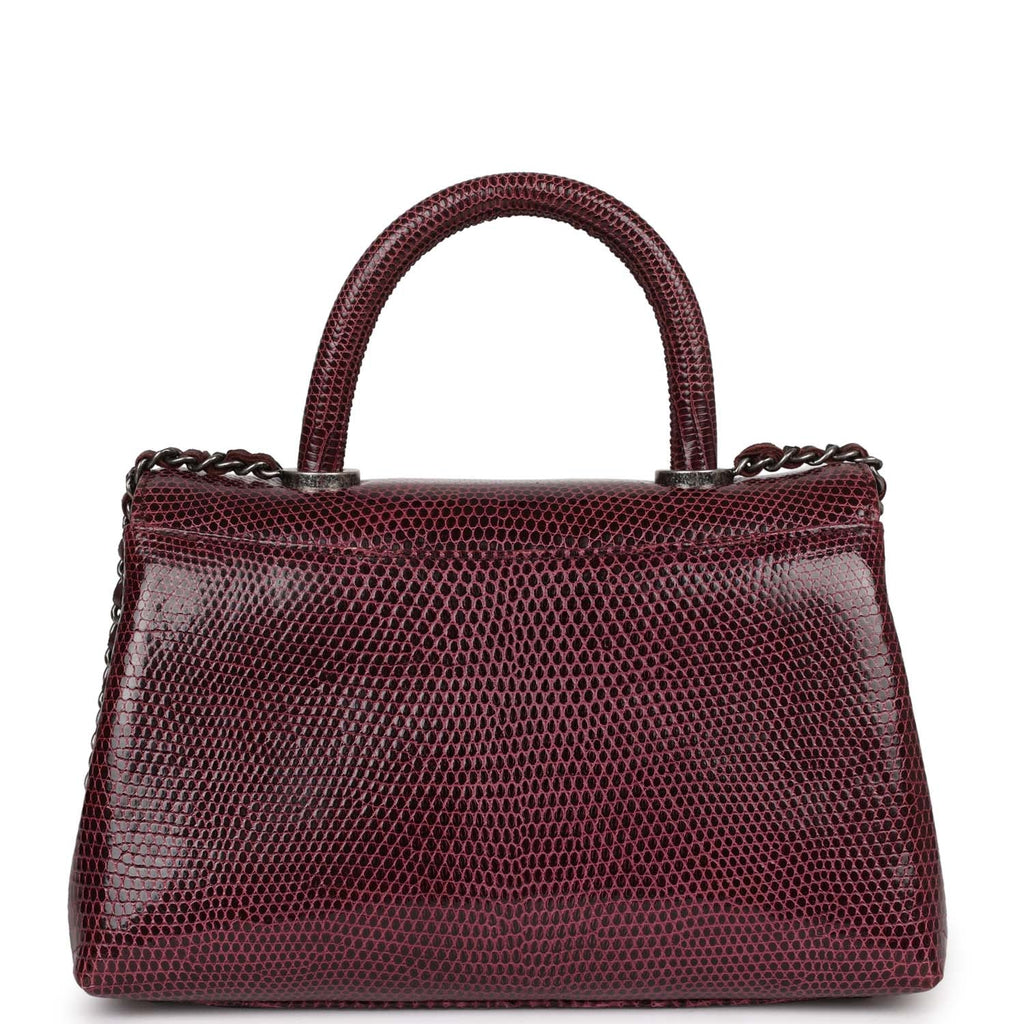 Chanel Mini Coco Handle Burgundy Lizard Ruthenium Hardware