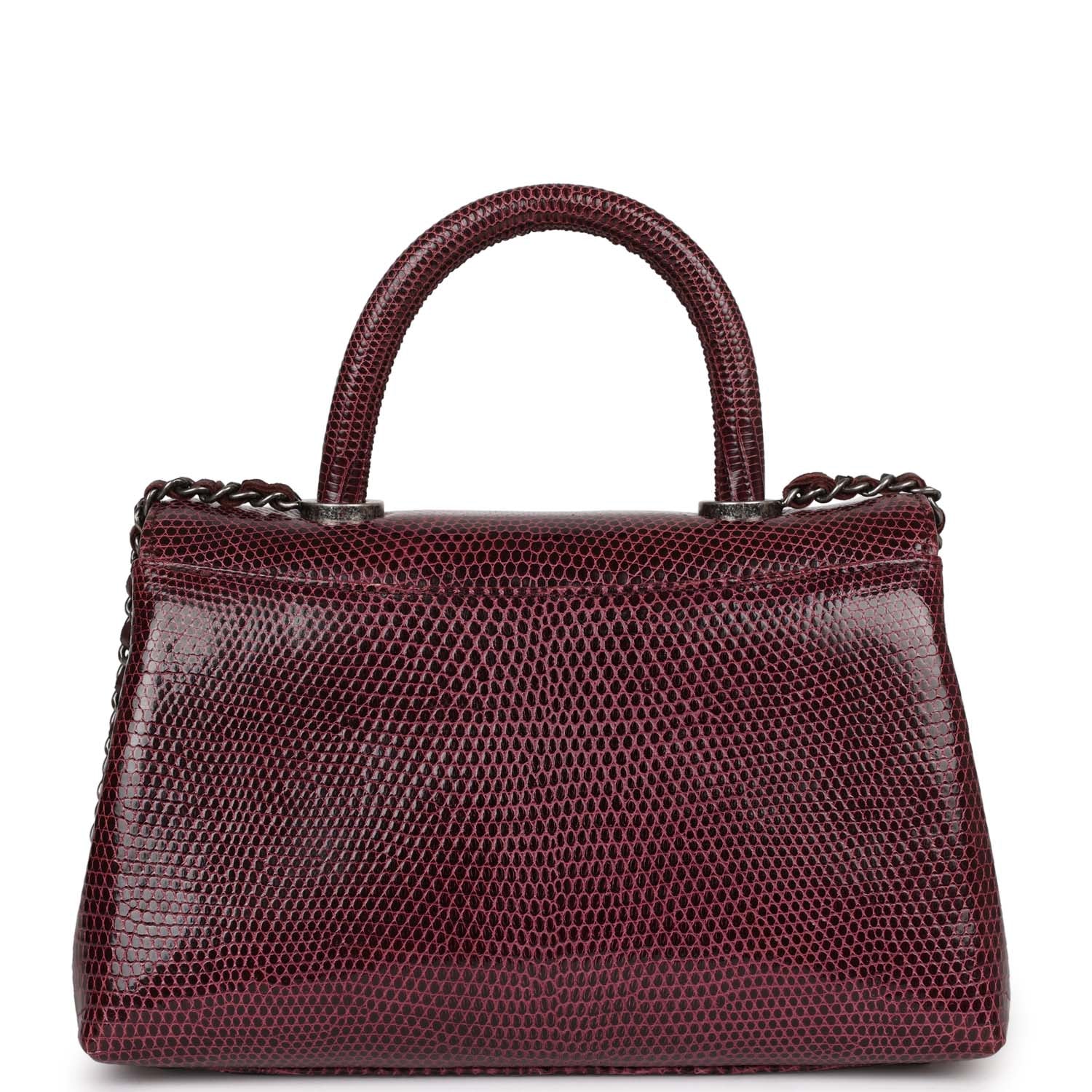 Chanel Mini Coco Handle Burgundy Lizard Ruthenium Hardware