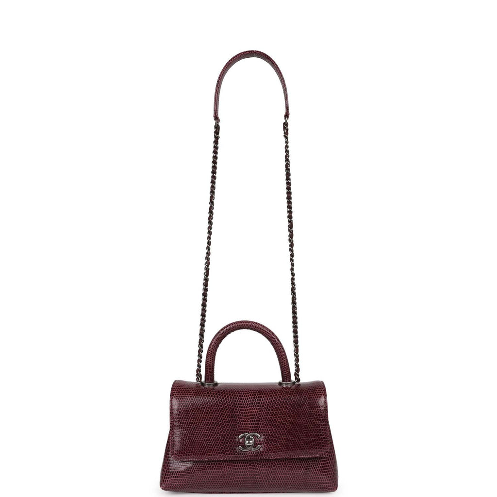 Chanel Mini Coco Handle Burgundy Lizard Ruthenium Hardware