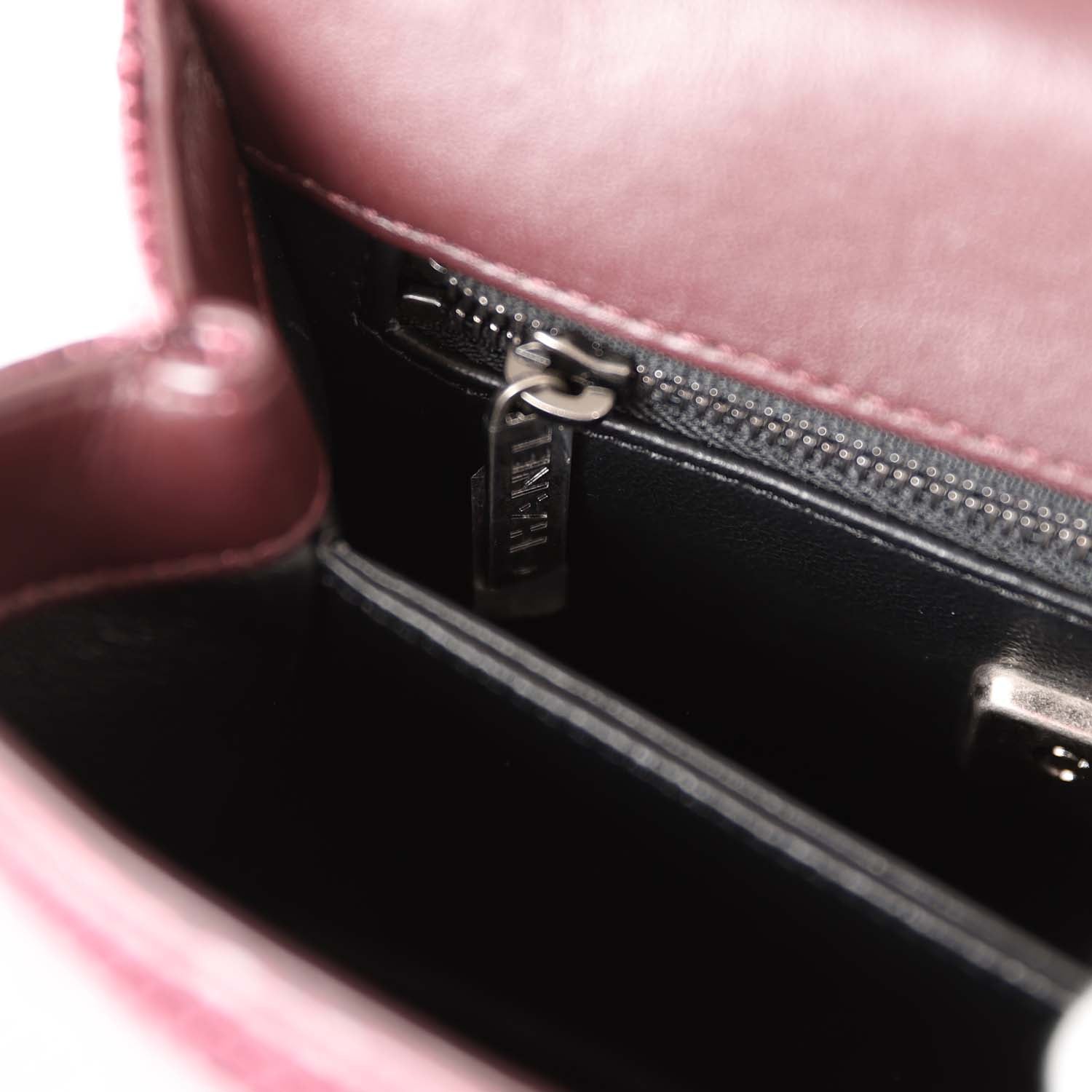 Chanel Mini Coco Handle Burgundy Lizard Ruthenium Hardware