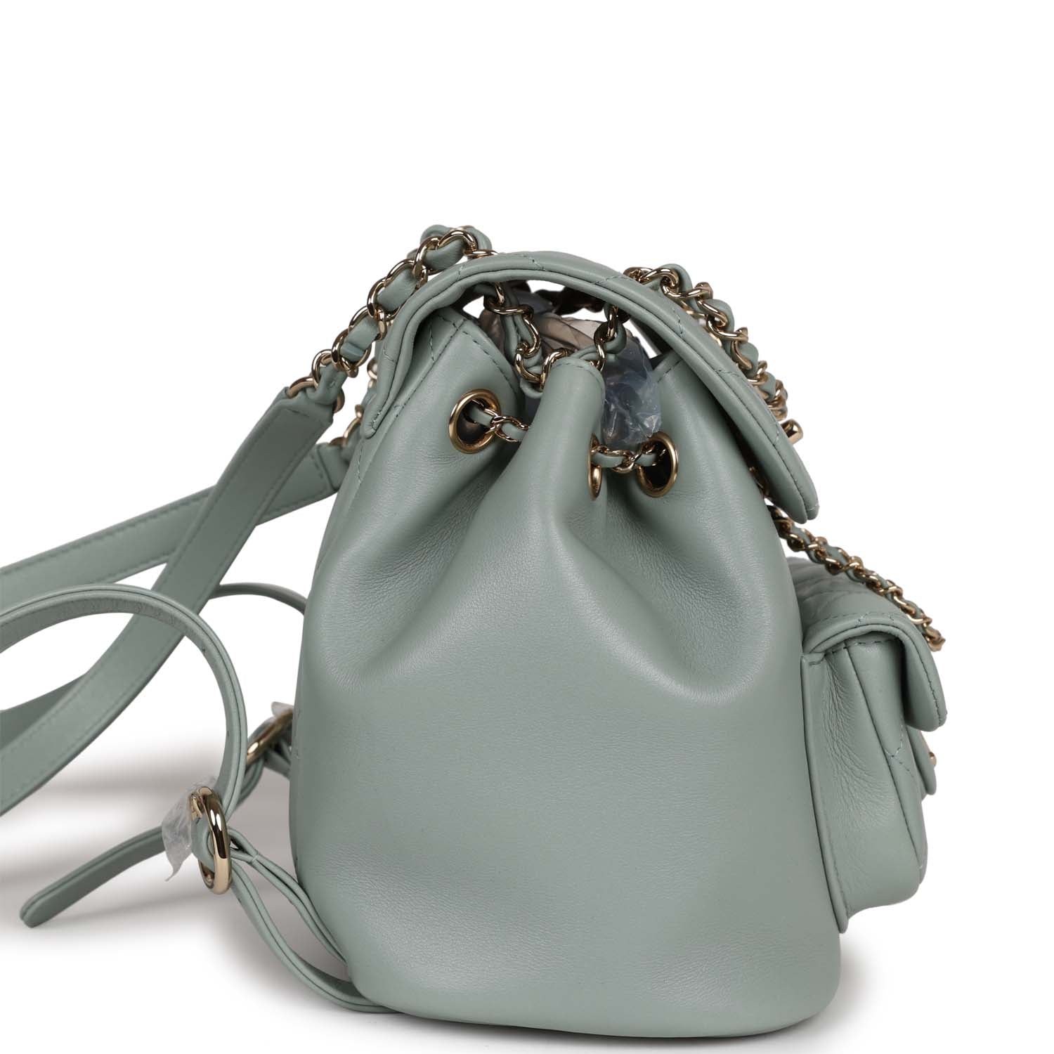 Chanel Small Duma Backpack Light Blue Lambskin Light Gold Hardware